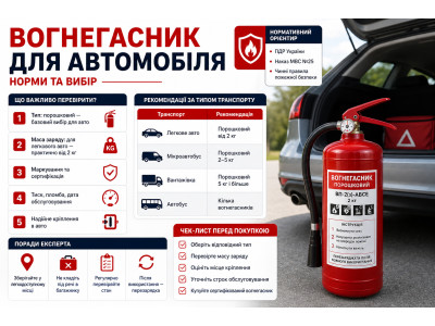 Вогнегасник для автомобіля: норми та вибір