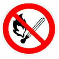 Забороняється користуватися відкритим вогнем і курити